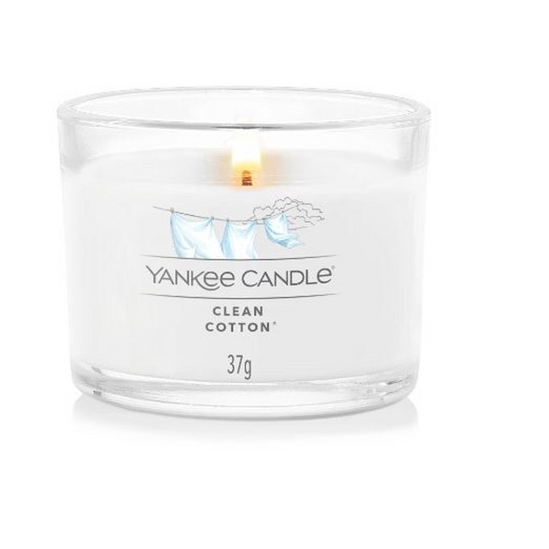 YANKEE CANDLE CANDELA VOTIVA IN VETRO 37 GR. CLEAN COTTON